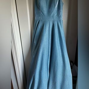 blue sparkle prom dress